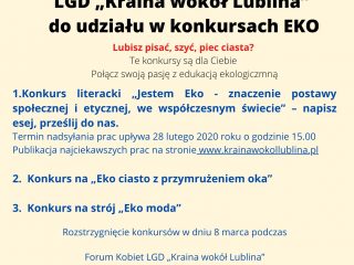 Obrazek wyróżniający Zapraszamy Mieszkańców LGD ,,Kraina wokół Lublina” do udziału w konkursach EKO