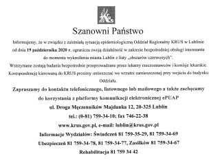 Obrazek wyróżniający Informacja – Oddział Regionalny KRUS w Lublinie