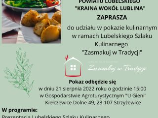 Obrazek wyróżniający LGD „Kraina wokół Lublina” zapraszam na pokaz kulinarny w ramach Lubelskiego Szlaku Kulinarnego – Zasmakuj w Tradycji.