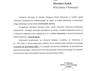 Obrazek wyróżniający Dyrektor Okręgowy Służby Więziennej w Lublinie ogłosił rozpoczęcie postępowania kwalifikacyjnego do służby w Służbie Więziennej