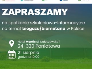 Obrazek wyróżniający Spotkanie szkoleniowe w tematyce BIOGAZU i BIOMETANU w Polsce.