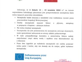 Obrazek wyróżniający KOMUNIKAT LUBELSKIEGO WÓJEWÓDZKIEGO LEKARZA WETERYNARII