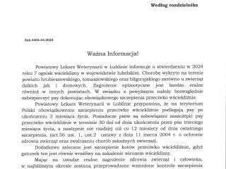 Obrazek wyróżniający INSPEKCJA WETERYNARYJNA – POWIATOWY LEKARZ WETERYNARII w Lublinie