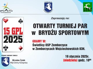 Obrazek wyróżniający OTWARTY TURNIEJ PAR W BRYDŻU SPORTOWYM