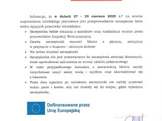 Obrazek wyróżniający KOMUNIKAT LUBELSKIEGO WOJEWÓDZKIEGO LEKARZA WETERYNARII