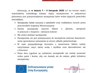 Obrazek wyróżniający KOMUNIKAT LUBELSKIEGO WOJEWÓDZKIEGO LEKARZA WETERYNARII
