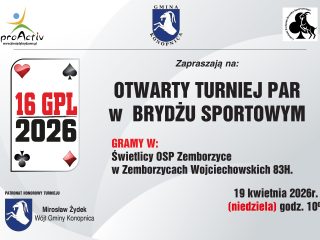 Obrazek wyróżniający OTWARTY TURNIEJ PAR W BRYDŻU SPORTOWYM