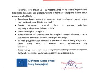 Obrazek wyróżniający KOMUNIKAT LUBELSKIEGO WÓJEWÓDZKIEGO LEKARZA WETERYNARII