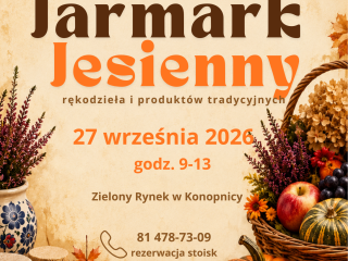 Obrazek wyróżniający Jesienny jarmark rękodzieła i produktów tradycyjnych Targ w Konopnicy