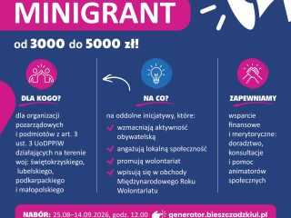 Obrazek wyróżniający Minigranty od 3 000 do 5 000 zł na lokalne inicjatywy – trwa nabór wniosków